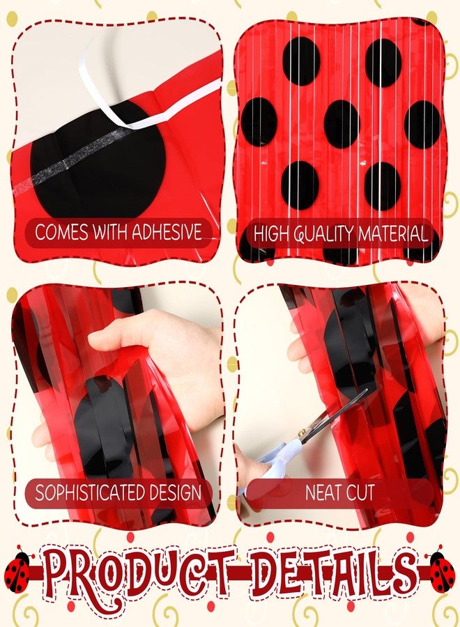 Tingjoo 5 Pcs Ladybug Foil Fringe Curtains Black and Red Foil Fringe Tinsel Curtain Ladybird Theme Party Supplies Polka Dots Streamers Backdrop for Baby Shower Birthday Party Decorations - Image 4